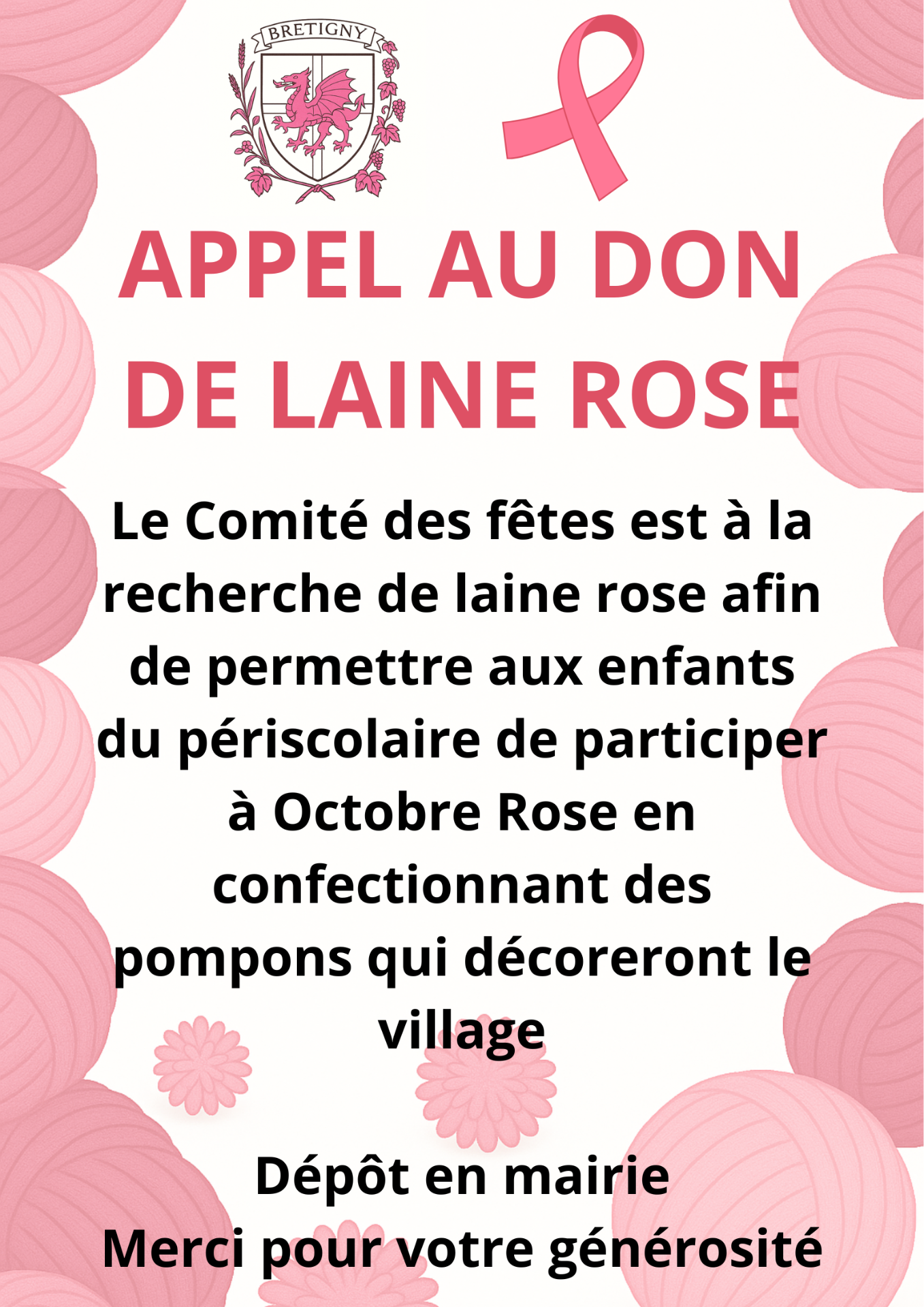 Appel au don de laine rose